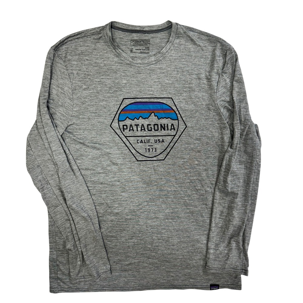 Patagonia Capilene Daily Baselayer Long Sleeve Shirt Grey Graphic Mens Medium